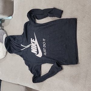 Nike hooded long sleeve just do it size small grey top drawstring pocket shirt